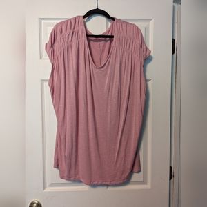 Blush Pink Tee with Ruched Cap Sleeves - Lane Bryant Plus Size 26/28
